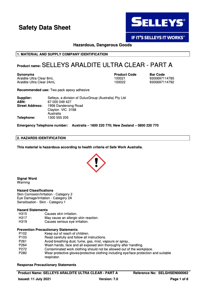 Página 1 del manual Manual de usuario Selleys Araldite Ultra Clear