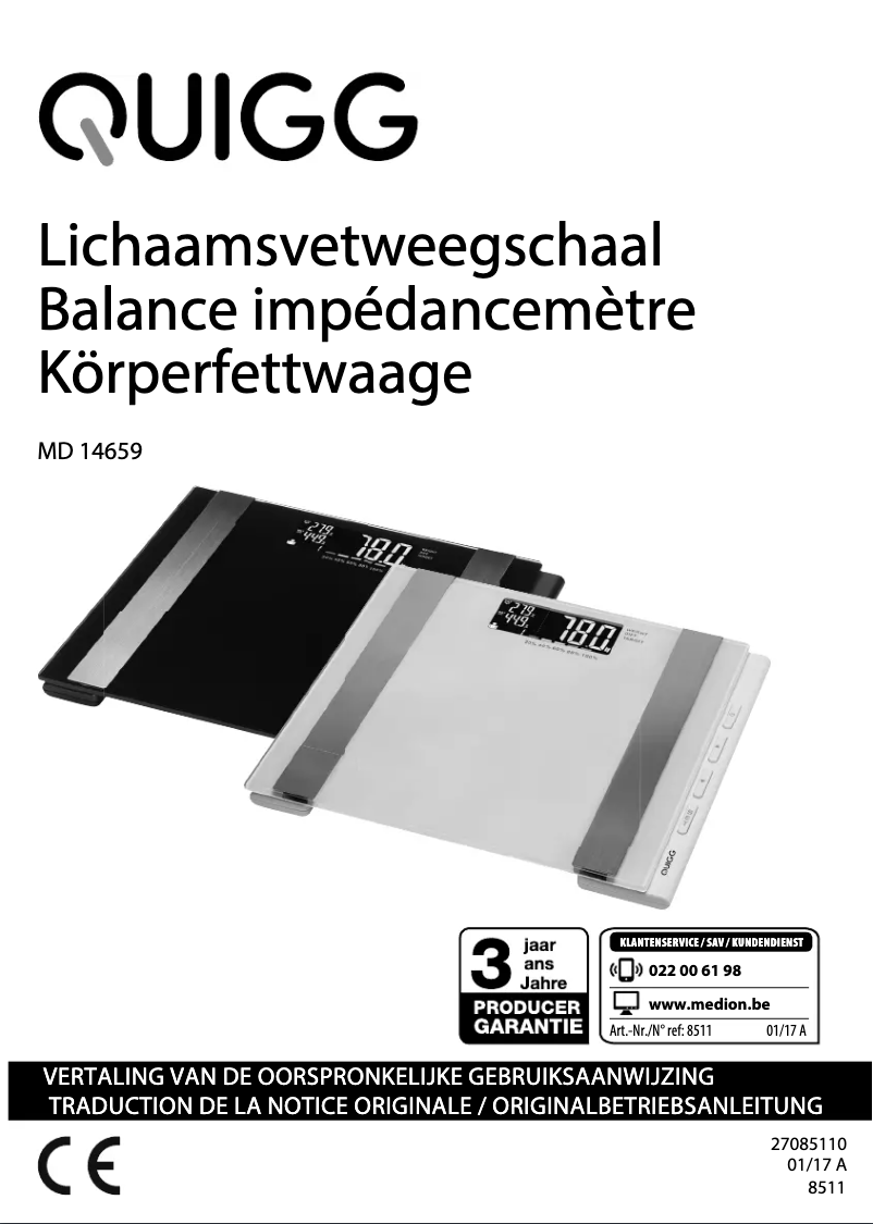 Page 1 de la notice Manuel utilisateur Quigg MD 14659