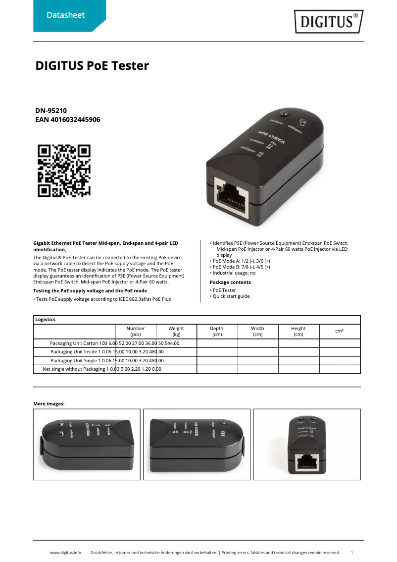Page n°1 - Fiche technique Digitus DN-95210