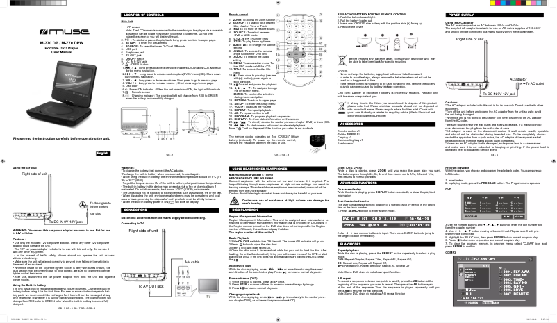 Image de la première page du manuel de l'appareil M-770 DPW