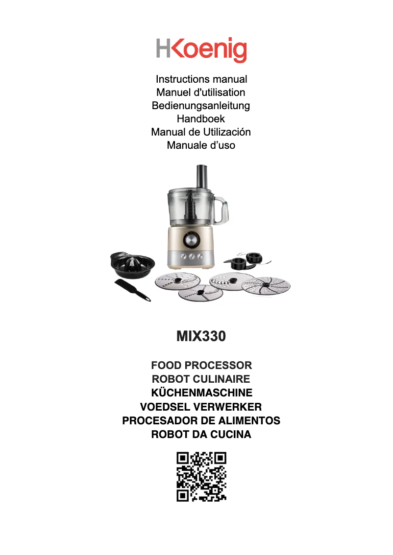 Page 1 de la notice Manuel utilisateur H.Koenig MIX330