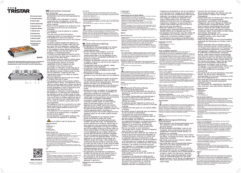 Page 1 de la notice Manuel utilisateur TriStar PD-8770