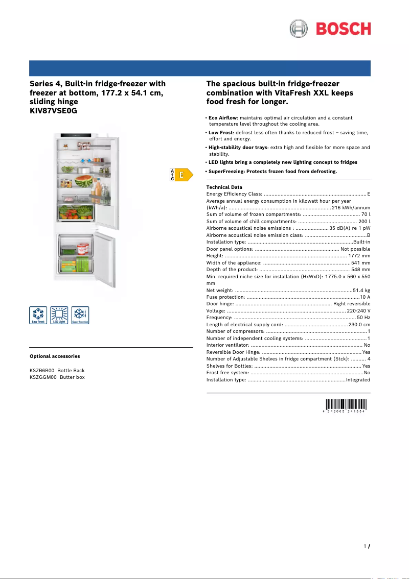 Image de la première page du manuel de l'appareil KIV87VSE0G