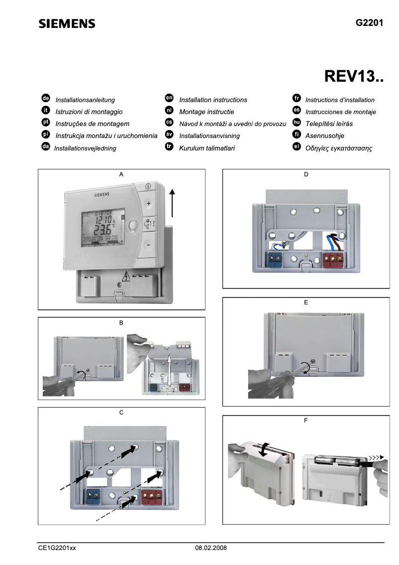 Page 1 de la notice Manuel utilisateur Siemens REV13DC