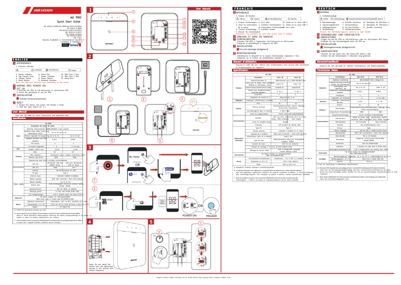 Page 1 de la notice Guide de démarrage rapide Hikvision DS-PWA96-DB-WE