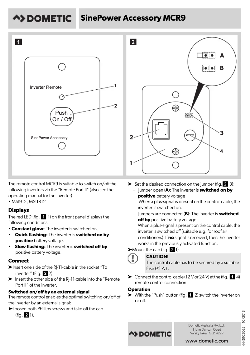Página 1 del manual Guía de instalación Dometic SinePower MCR9