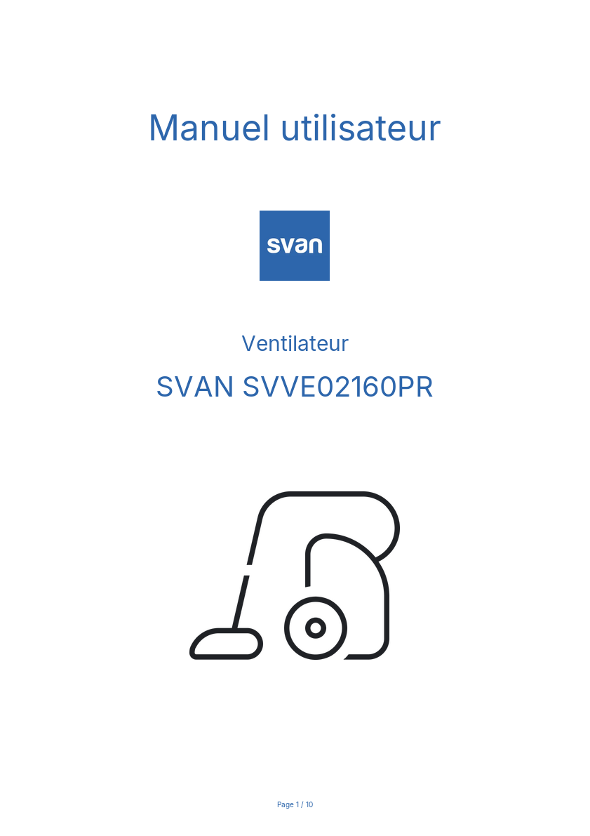 Image de la première page du manuel de l'appareil SVVE02160PR