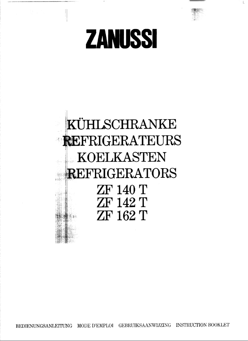 Page 1 de la notice Manuel utilisateur Zanussi-Electrolux ZF 142 T