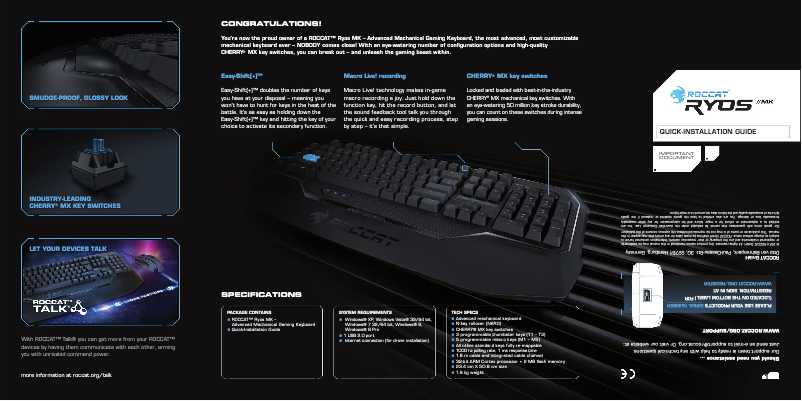 Página 1 del manual Manual de usuario Roccat Ryos MK