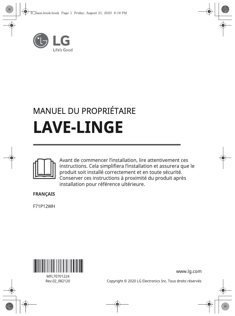 Image de la première page du manuel de l'appareil F71P12WH