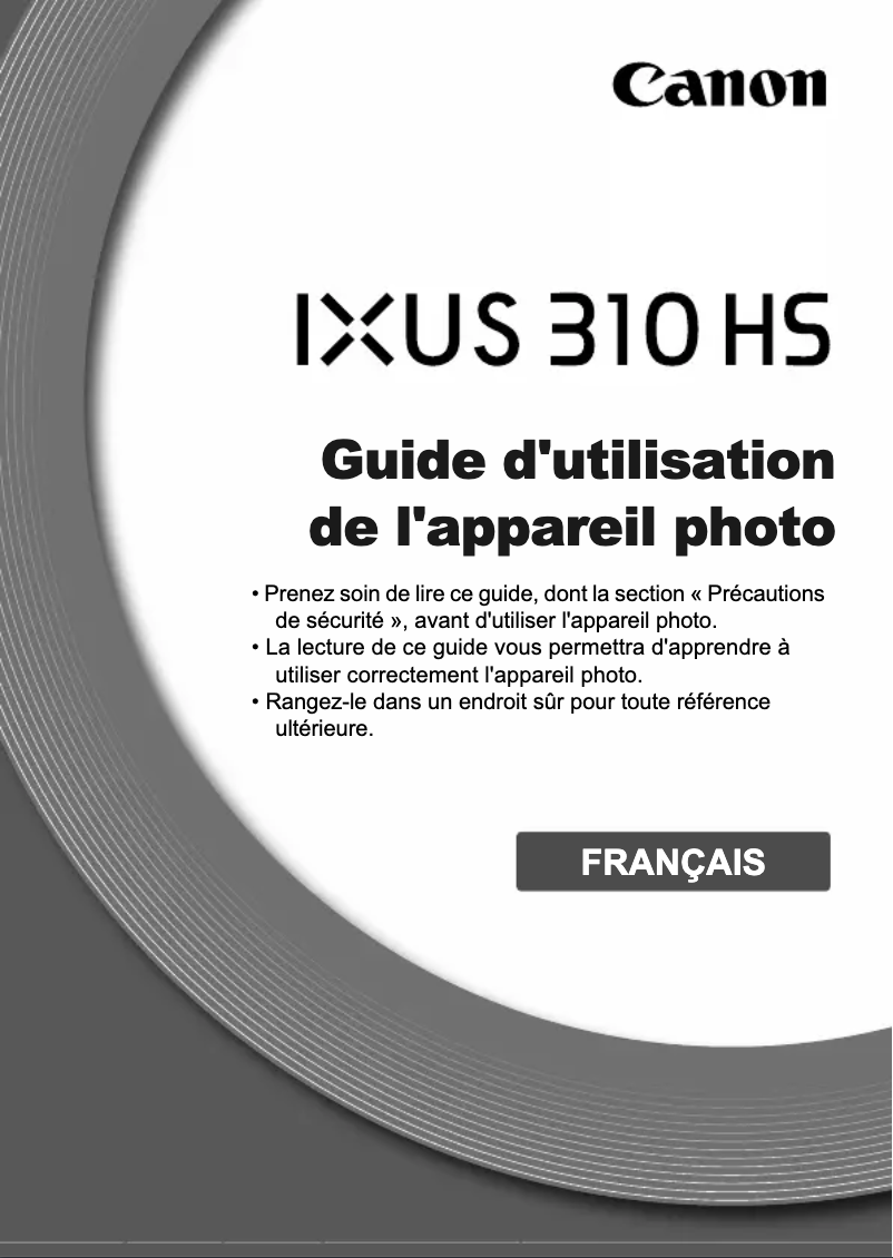 Image de la première page du manuel de l'appareil Ixus 310 HS