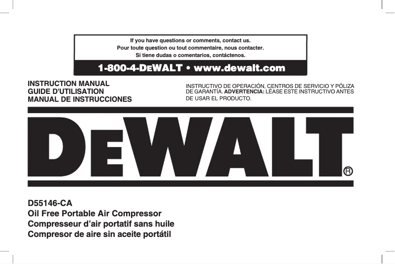 Page 1 de la notice Manuel utilisateur DeWalt D55146