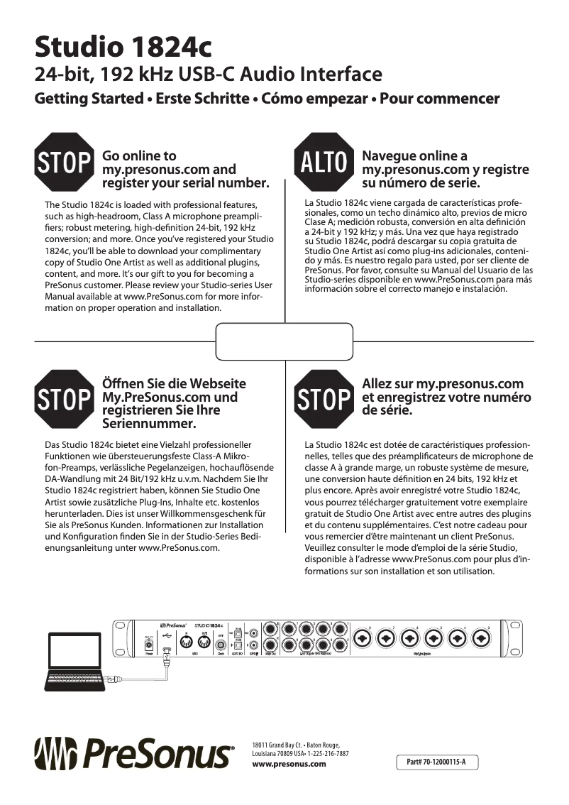 Image de la première page du manuel de l'appareil Studio 1824c