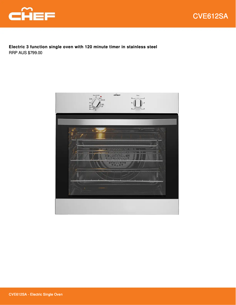 Page 1 de la notice Fiche technique Chef CVE612SA