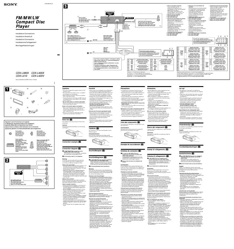 Page 1 de la notice Guide d'installation Sony CDX-L380X