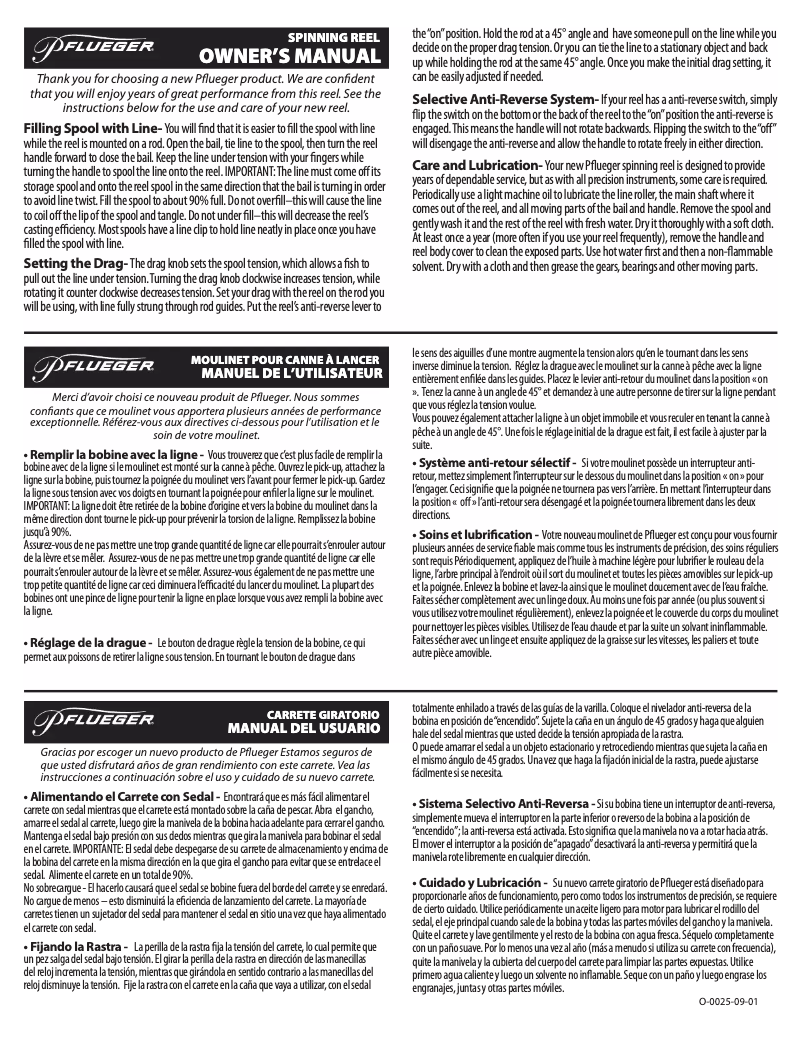 Page 1 de la notice Manuel utilisateur Pflueger Patriarch XT