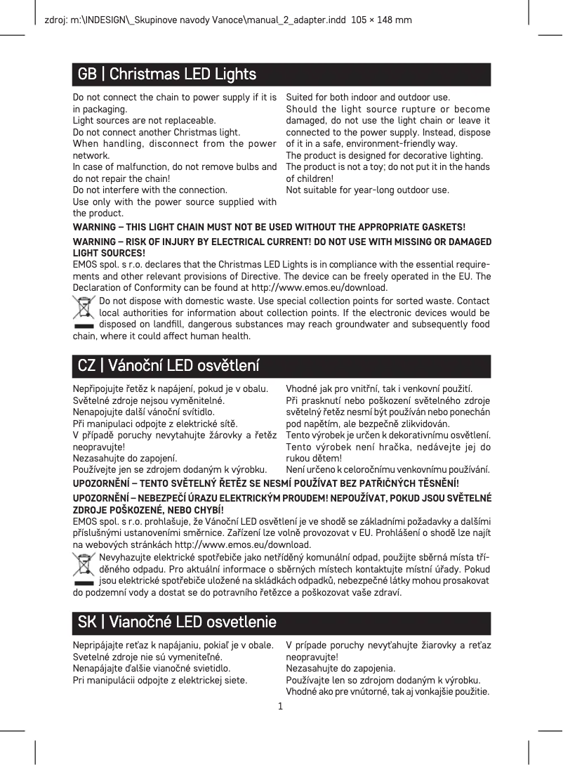 Page 1 de la notice Manuel utilisateur Emos D4AM12