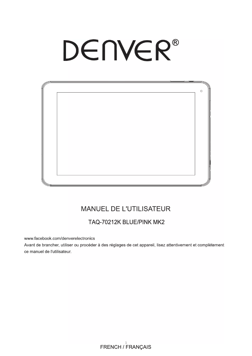 Page 1 de la notice Manuel utilisateur Denver TAQ-70212K MK2