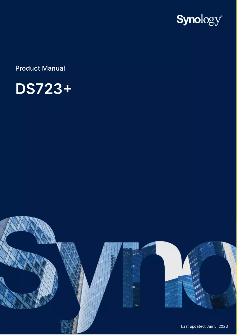 Page 1 de la notice Manuel utilisateur Synology DiskStation DS723+
