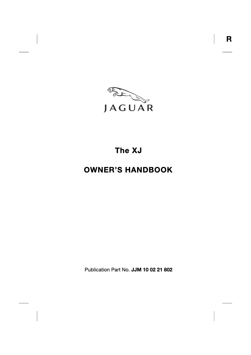 Page 1 de la notice Manuel utilisateur Jaguar XJ (2000)