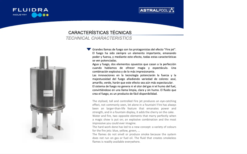 Page 1 de la notice Fiche technique AstralPool Fire Jet