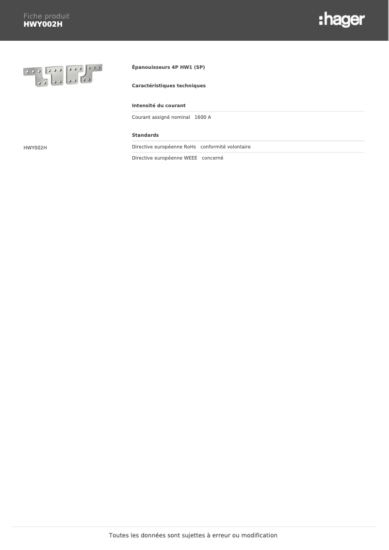 Image de la première page du manuel de l'appareil HWY002H