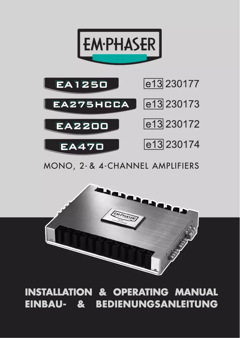 Page 1 de la notice Manuel utilisateur Emphaser EA 1250