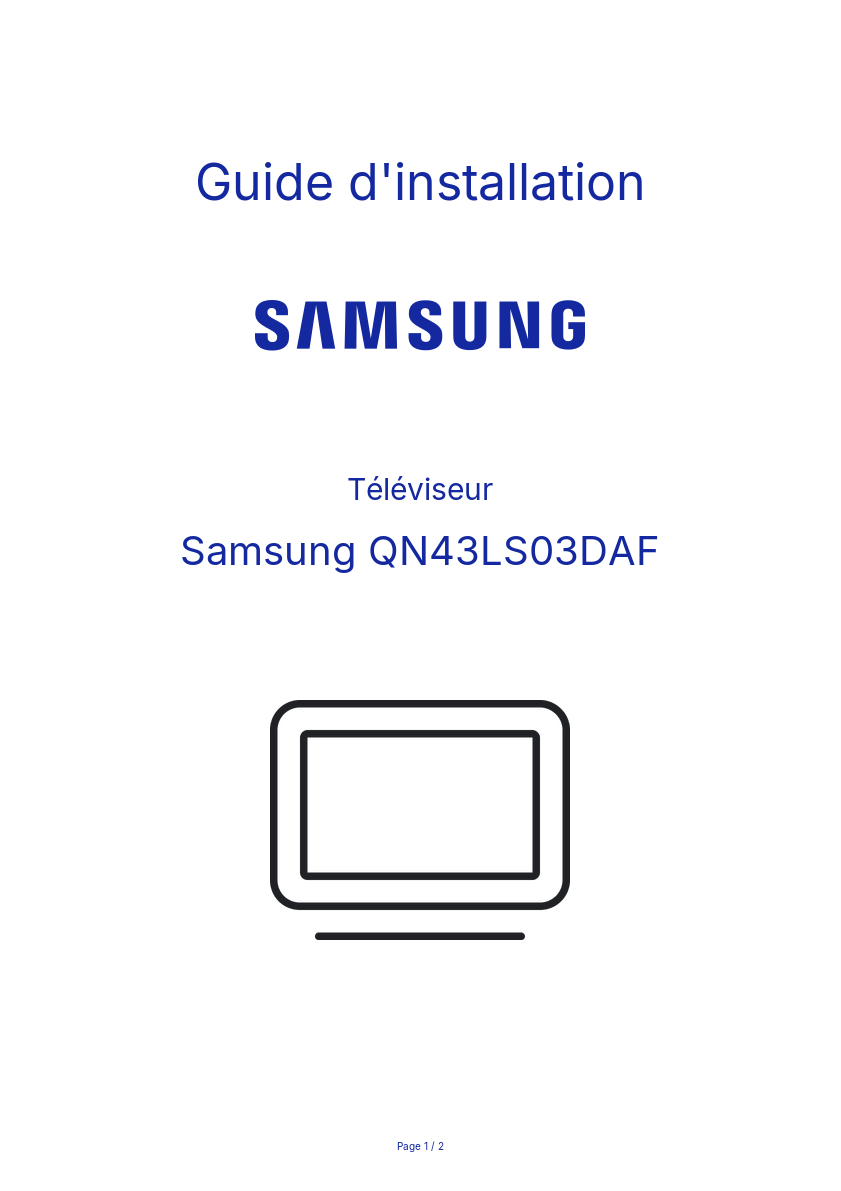 Page n°1 - Guide d'installation Samsung QN43LS03DAF