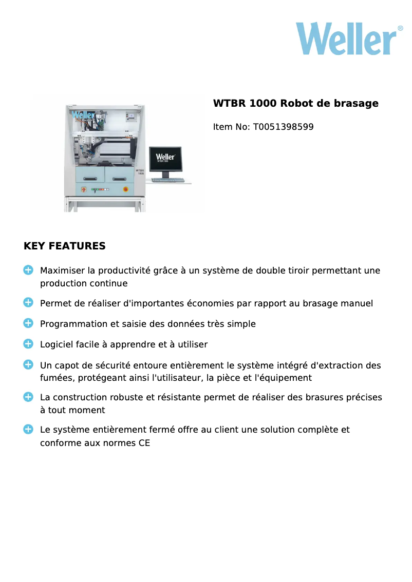 Page n°1 - Fiche technique Weller WTBR 1000