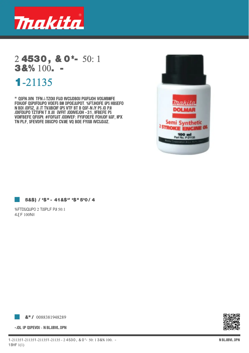 Page 1 de la notice Fiche technique Makita P-21135