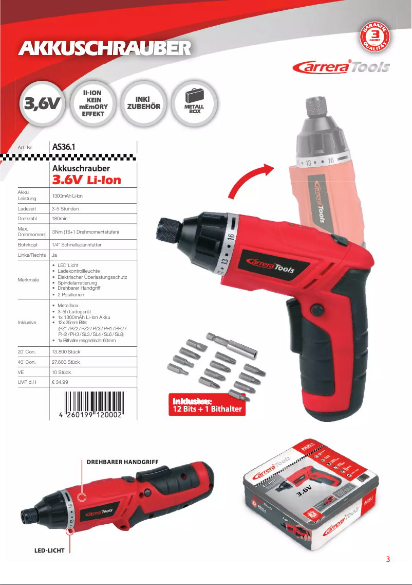 Page 1 de la notice Manuel utilisateur Carrera AS36.1