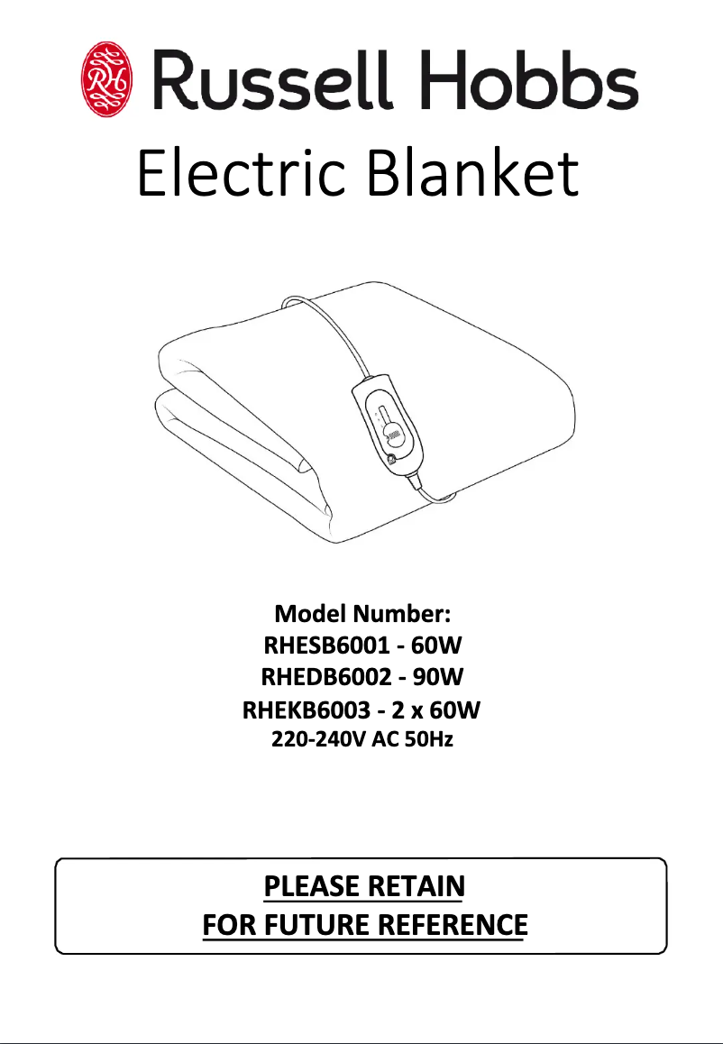 Page 1 de la notice Manuel utilisateur Russell Hobbs RHESB6001