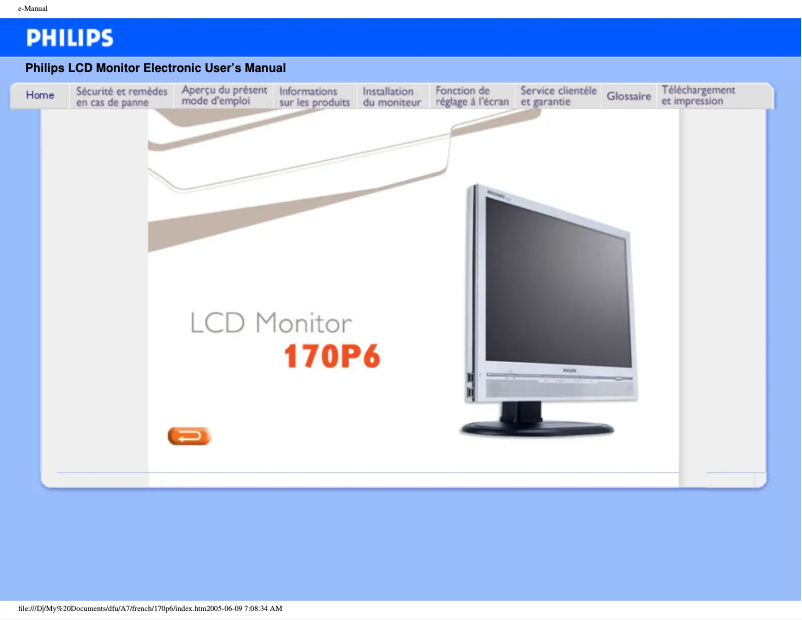 Image de la première page du manuel de l'appareil Brilliance 170P6