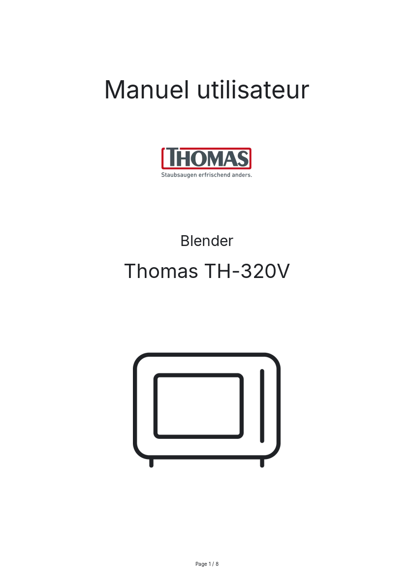 Page n°1 - Manuel utilisateur Thomas TH-320V