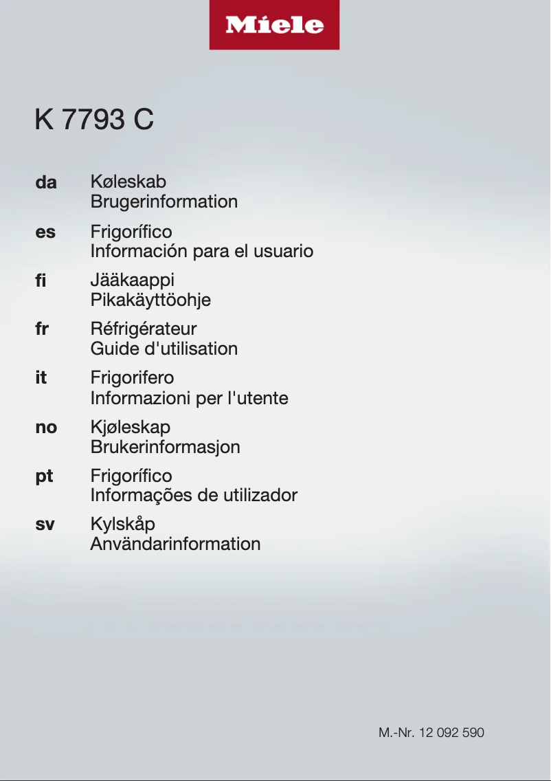 Page 1 de la notice Manuel utilisateur Miele K 7793 C