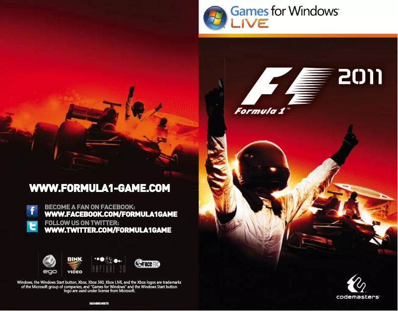 Page 1 de la notice Manuel utilisateur Infogrames F1 2011, PC