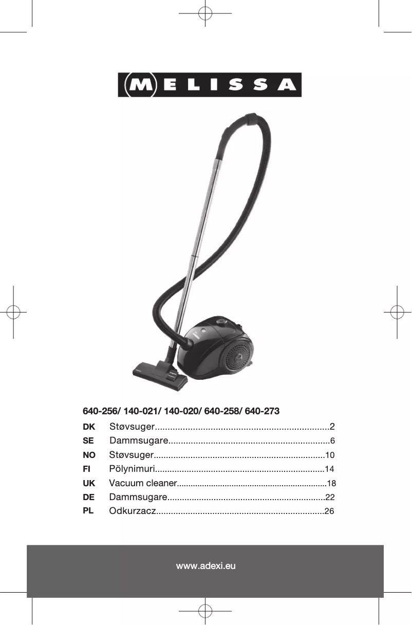 Page 1 de la notice Manuel utilisateur Melissa 640-258