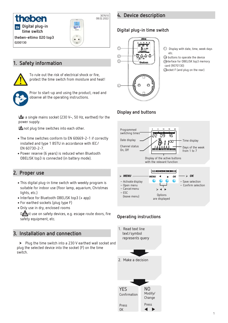 Page 1 de la notice Manuel utilisateur Theben eltimo 020 top3