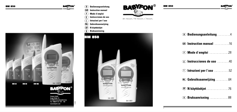 Page n°1 - Manuel utilisateur Babyfon BM 850