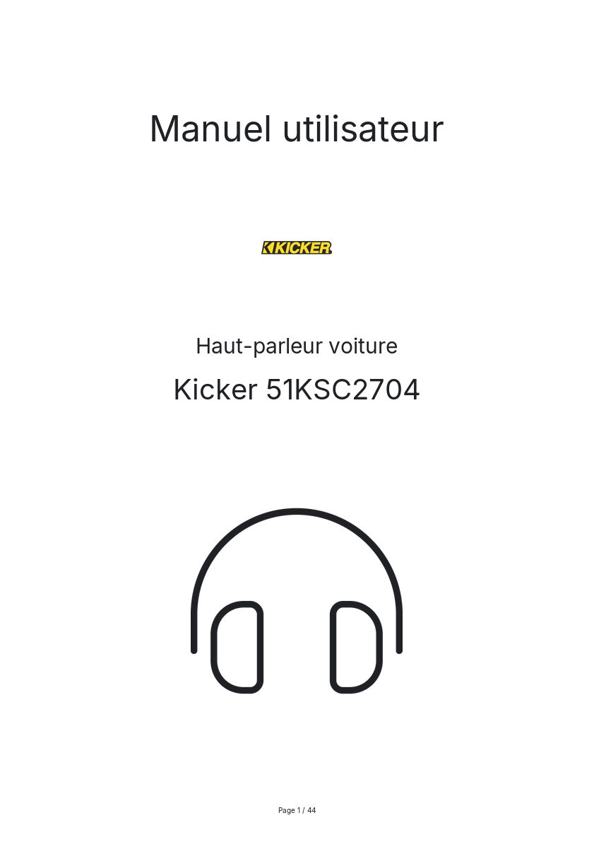 Page n°1 - Manuel utilisateur Kicker 51KSC2704