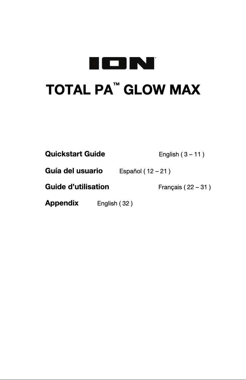 Page n°1 - Manuel utilisateur ION Total PA Glow Max