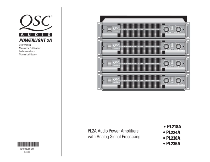 Page 1 de la notice Manuel utilisateur QSC PL236A