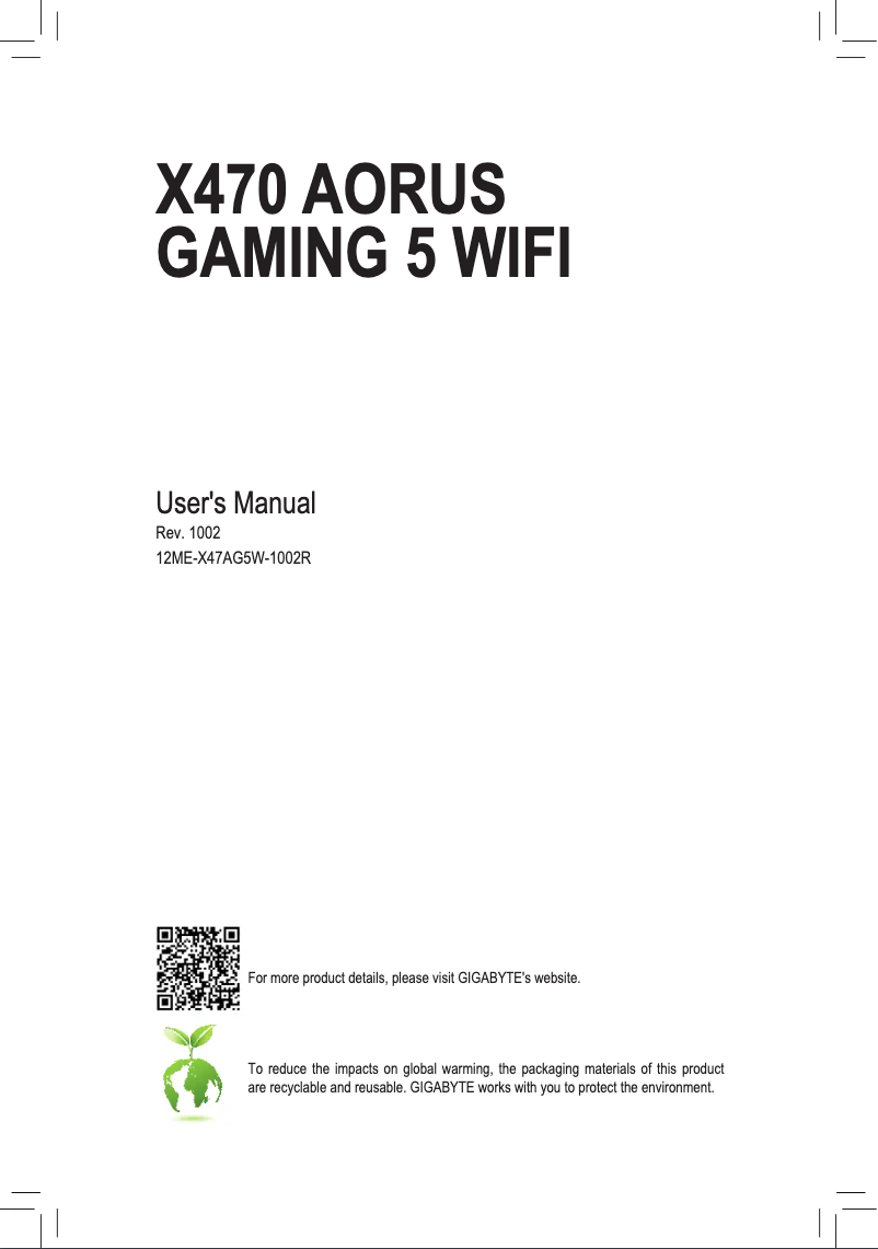 Page n°1 - Manuel utilisateur Gigabyte X470 Aorus Gaming 5 Wifi