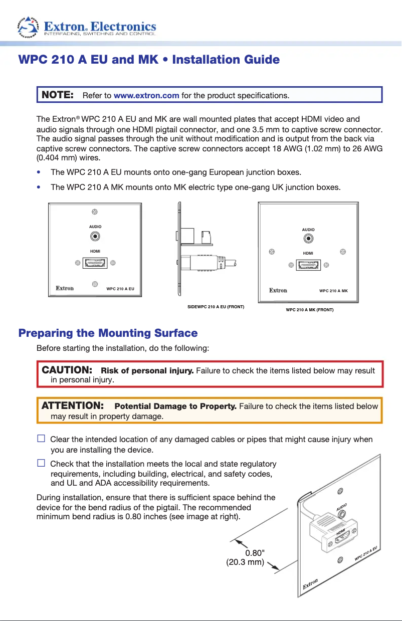 Image de la première page du manuel de l'appareil WPC 210 A EU