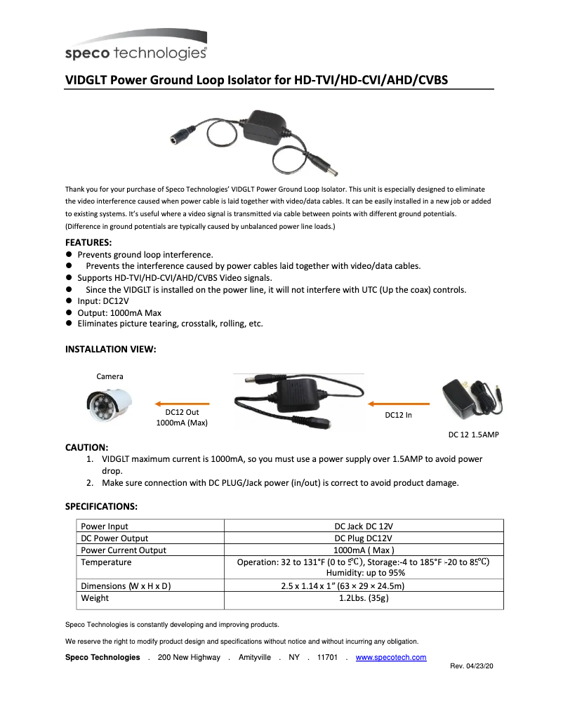 Imagen de la primera página del manual del dispositivo VIDGLT
