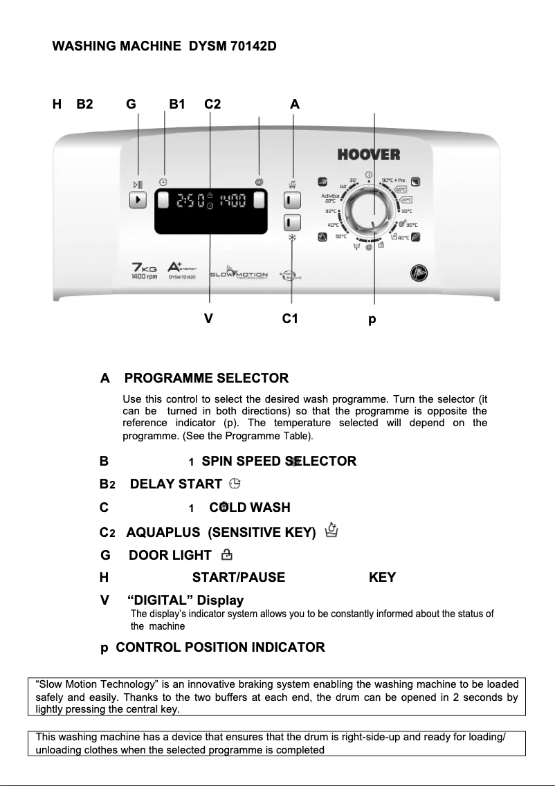 Page n°1 - Manuel utilisateur Hoover DYSM 70142D-S