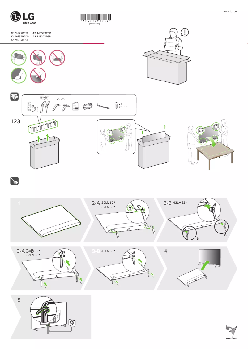 Page 1 de la notice Manuel utilisateur LG 43LM6370PSB