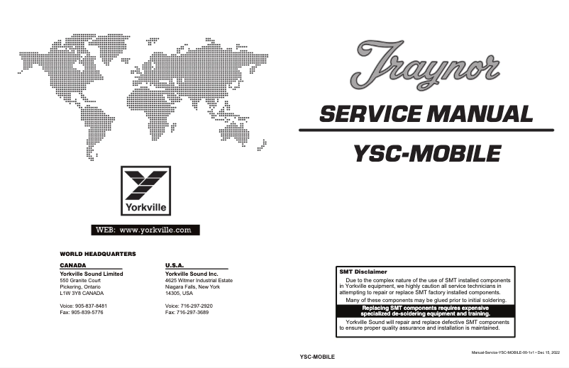 Page n°1 - Manuel utilisateur Yorkville YSC-Mobile