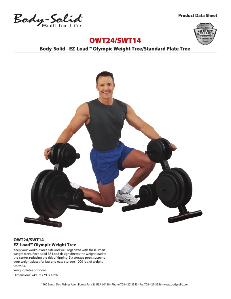 Page 1 de la notice Manuel utilisateur Body-Solid OWT24