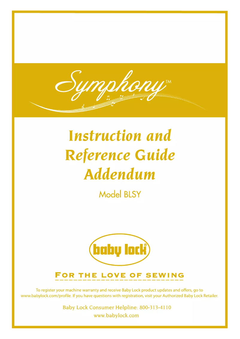 Page 1 de la notice Manuel utilisateur Baby Lock Symphony BLSY